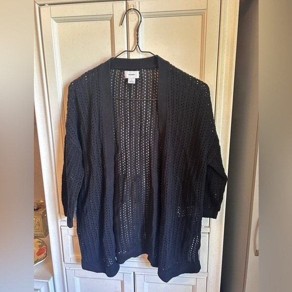 XSmall Old Navy Black Crocheted Cardigan Quarter Sleeves‎ Winter Fall - Picture 8 of 12